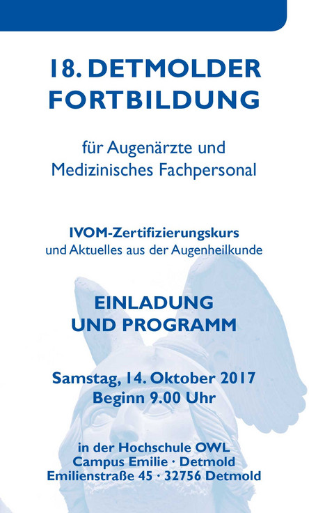 18. Detmolder Fortbildung für Augenärzte und Medizinische Fachangestellte am 14.10.2017